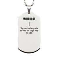 Load image into Gallery viewer, Psalm 119 105 Gifts - Psalm 119 105 Dog Tag Necklace – front view
