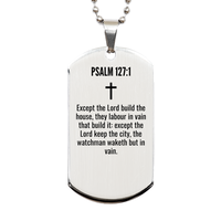 Load image into Gallery viewer, Psalm 127 1 Gifts - Psalm 127 1 Dog Tag Necklace – front view
