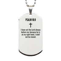 Load image into Gallery viewer, Psalm 16:8 Dog Tag Necklace – Bible Verse for Confidence and Stability
