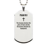 Load image into Gallery viewer, Psalm 19 1 Gifts - Psalm 19 1 Dog Tag Necklace – front view
