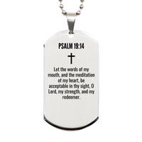 Load image into Gallery viewer, Psalm 19 14 Gifts - Psalm 19 14 Dog Tag Necklace – front view
