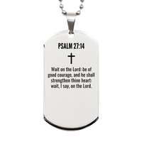 Load image into Gallery viewer, Psalm 27 14 Gifts - Psalm 27 14 Dog Tag Necklace – front view
