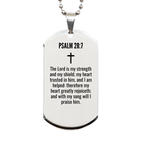 Load image into Gallery viewer, Psalm 28 7 Gifts - Psalm 28 7 Dog Tag Necklace – front view
