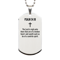 Load image into Gallery viewer, Psalm 34 18 Gifts - Psalm 34 18 Dog Tag Necklace – front view

