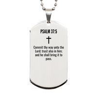 Load image into Gallery viewer, Psalm 37 5 Gifts - Psalm 37 5 Dog Tag Necklace – front view
