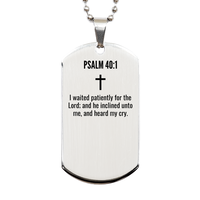 Load image into Gallery viewer, Psalm 40 1 Gifts - Psalm 40 1 Dog Tag Necklace – front view
