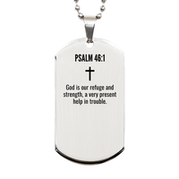 Load image into Gallery viewer, Psalm 46 1 Gifts - Psalm 46 1 Dog Tag Necklace – front view
