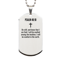 Load image into Gallery viewer, Psalm 46 10 Gifts - Psalm 46 10 Dog Tag Necklace – front view
