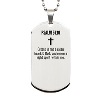 Load image into Gallery viewer, Psalm 51 10 Gifts - Psalm 51 10 Dog Tag Necklace – front view
