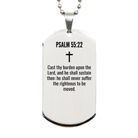 Load image into Gallery viewer, Psalm 55 22 Gifts - Psalm 55 22 Dog Tag Necklace – front view
