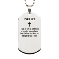 Load image into Gallery viewer, Psalm 62 8 Gifts - Psalm 62 8 Dog Tag Necklace – front view
