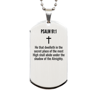Load image into Gallery viewer, Psalm 91 1 Gifts - Psalm 91 1 Dog Tag Necklace – front view
