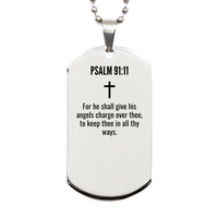 Load image into Gallery viewer, Psalm 91:11 Dog Tag Necklace – Bible Verse for Protection
