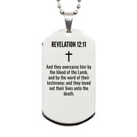 Load image into Gallery viewer, Revelation 12 11 Gifts - Revelation 12 11 Dog Tag Necklace – front view
