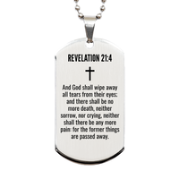 Load image into Gallery viewer, Revelation 21 4 Gifts - Revelation 21 4 Dog Tag Necklace – front view
