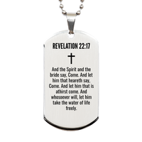Load image into Gallery viewer, Revelation 22 17 Gifts - Revelation 22 17 Dog Tag Necklace – front view
