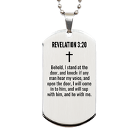 Load image into Gallery viewer, Revelation 3 20 Gifts - Revelation 3 20 Dog Tag Necklace – front view
