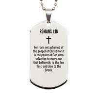 Load image into Gallery viewer, Romans 1 16 Gifts - Romans 1 16 Dog Tag Necklace – front view
