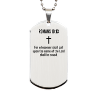 Load image into Gallery viewer, Romans 10 13 Gifts - Romans 10 13 Dog Tag Necklace – front view
