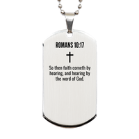 Load image into Gallery viewer, Romans 10 17 Gifts - Romans 10 17 Dog Tag Necklace – front view
