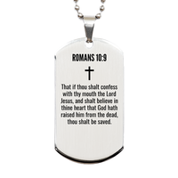 Load image into Gallery viewer, Romans 10 9 Gifts - Romans 10 9 Dog Tag Necklace – front view
