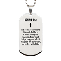 Load image into Gallery viewer, Romans 12 2 Gifts - Romans 12 2 Dog Tag Necklace – front view

