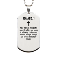 Load image into Gallery viewer, Romans 15 13 Gifts - Romans 15 13 Dog Tag Necklace – front view
