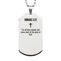 Load image into Gallery viewer, Romans 3 23 Gifts - Romans 3 23 Dog Tag Necklace – front view
