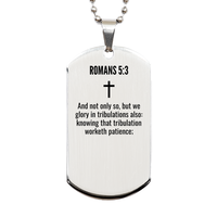 Load image into Gallery viewer, Romans 5 3 Gifts - Romans 5 3 Dog Tag Necklace – front view
