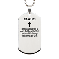 Load image into Gallery viewer, Romans 6 23 Gifts - Romans 6 23 Dog Tag Necklace – front view
