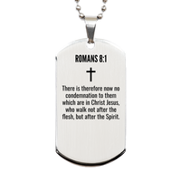 Load image into Gallery viewer, Romans 8 1 Gifts - Romans 8 1 Dog Tag Necklace – front view
