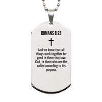 Load image into Gallery viewer, Romans 8 28 Gifts - Romans 8 28 Dog Tag Necklace – front view
