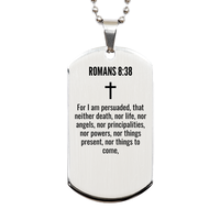Load image into Gallery viewer, Romans 8 38 Gifts - Romans 8 38 Dog Tag Necklace – front view
