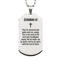 Load image into Gallery viewer, Zechariah 4 6 Gifts - Zechariah 4 6 Dog Tag Necklace – front view
