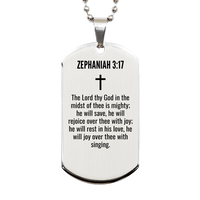 Load image into Gallery viewer, Zephaniah 3 17 Gifts - Zephaniah 3 17 Dog Tag Necklace – front view

