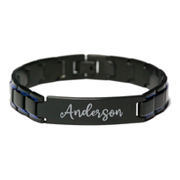 Load image into Gallery viewer, Anderson Bracelet Personalized for Men Custom Name Engraved Jewelry for Boys Men Him Birthday Christmas Adjustable Link Bracelet – front view
