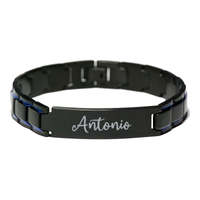 Load image into Gallery viewer, Antonio Bracelet Personalized for Men Custom Name Engraved Jewelry for Boys Men Him Birthday Christmas Adjustable Link Bracelet – front view
