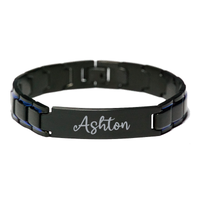 Load image into Gallery viewer, Ashton Bracelet Personalized for Men Custom Name Engraved Jewelry for Boys Men Him Birthday Christmas Adjustable Link Bracelet – front view

