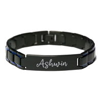 Load image into Gallery viewer, Ashwin Bracelet Personalized for Men Custom Name Engraved Jewelry for Boys Men Him Birthday Christmas Adjustable Link Bracelet – front view
