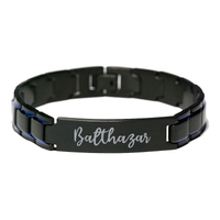 Load image into Gallery viewer, Balthazar Bracelet Personalized for Men Custom Name Engraved Jewelry for Boys Men Him Birthday Christmas Adjustable Link Bracelet – front view
