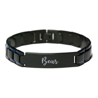 Load image into Gallery viewer, Bear Bracelet Personalized for Men Custom Name Engraved Jewelry for Boys Men Him Birthday Christmas Adjustable Link Bracelet – front view
