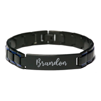 Load image into Gallery viewer, Brandon Bracelet Personalized for Men Custom Name Engraved Jewelry for Boys Men Him Birthday Christmas Adjustable Link Bracelet – front view

