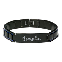 Load image into Gallery viewer, Brayden Bracelet Personalized for Men Custom Name Engraved Jewelry for Boys Men Him Birthday Christmas Adjustable Link Bracelet – front view
