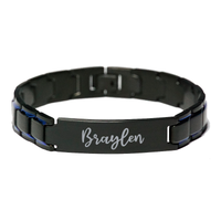 Load image into Gallery viewer, Braylen Bracelet Personalized for Men Custom Name Engraved Jewelry for Boys Men Him Birthday Christmas Adjustable Link Bracelet – front view
