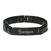 Load image into Gallery viewer, Bronson Bracelet Personalized for Men Custom Name Engraved Jewelry for Boys Men Him Birthday Christmas Adjustable Link Bracelet – front view
