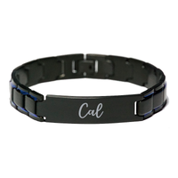 Load image into Gallery viewer, Cal Bracelet Personalized for Men Custom Name Engraved Jewelry for Boys Men Him Birthday Christmas Adjustable Link Bracelet – front view
