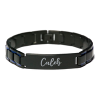 Load image into Gallery viewer, Caleb Bracelet Personalized for Men Custom Name Engraved Jewelry for Boys Men Him Birthday Christmas Adjustable Link Bracelet – front view
