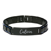 Load image into Gallery viewer, Calvin Bracelet Personalized for Men Custom Name Engraved Jewelry for Boys Men Him Birthday Christmas Adjustable Link Bracelet – front view
