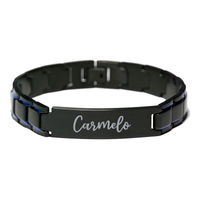 Load image into Gallery viewer, Carmelo Bracelet Personalized for Men Custom Name Engraved Jewelry for Boys Men Him Birthday Christmas Adjustable Link Bracelet – front view
