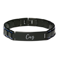 Load image into Gallery viewer, Caz Bracelet Personalized for Men Custom Name Engraved Jewelry for Boys Men Him Birthday Christmas Adjustable Link Bracelet – front view
